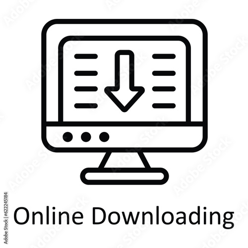 Online Downloading Vector outline Icon Design illustration. User interface Symbol on White background EPS 10 File