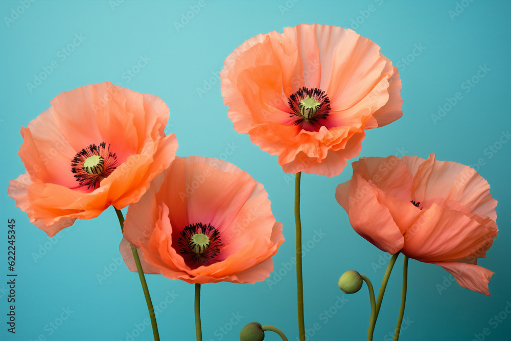 Fototapeta premium Flowers blossom poppy nature red