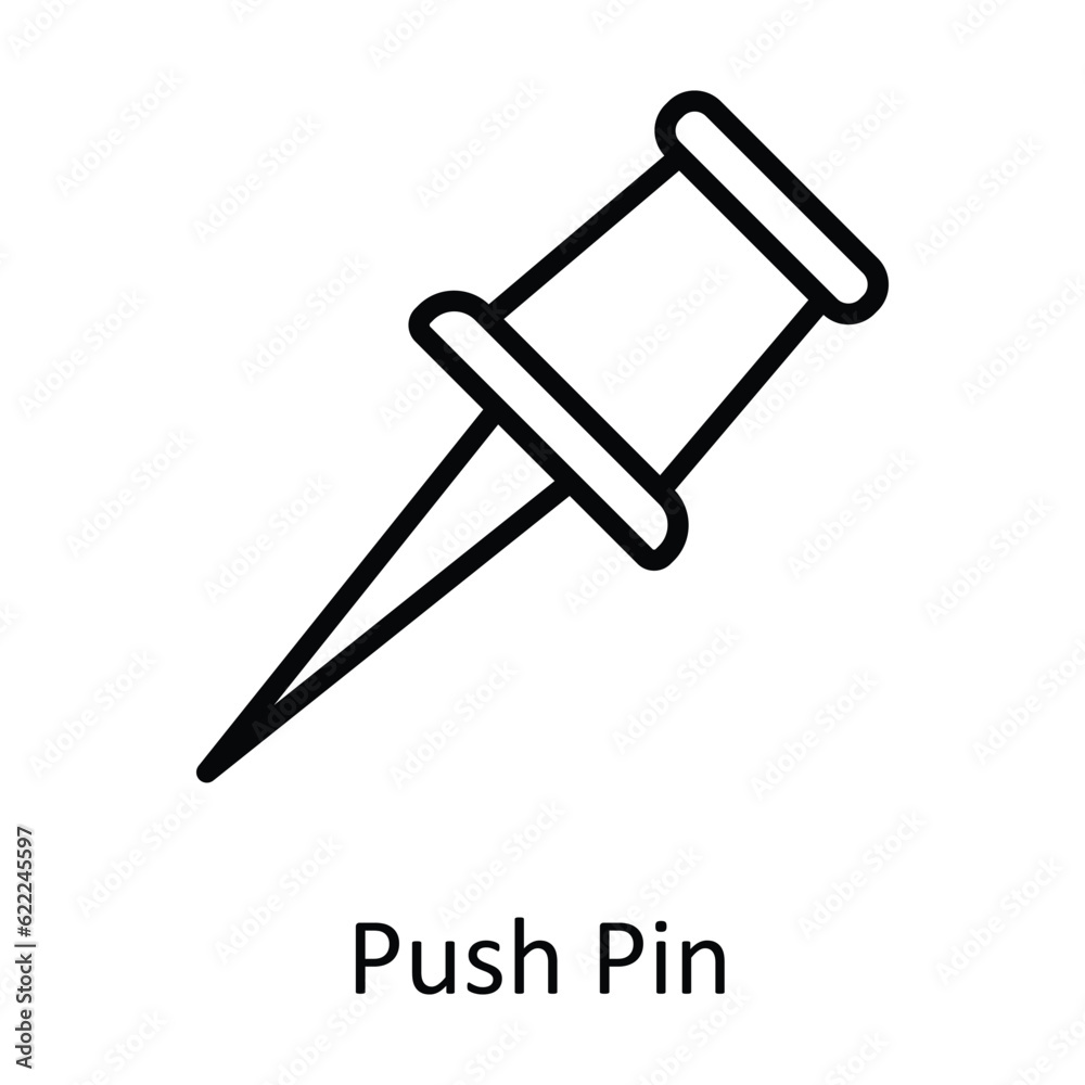 Push Pin Vector outline Icon Design illustration. User interface Symbol on White background EPS 10 File Push Pin Vector outline Icon Design illustration. User interface Symbol on White background EPS 10 File