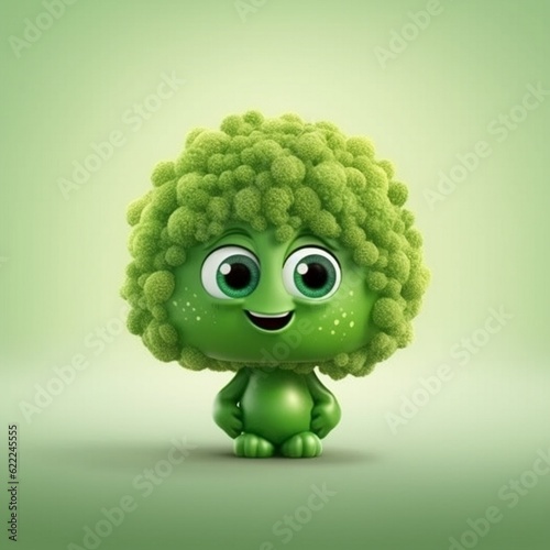 Cute Broccoli Character with Big Eyes © myAstock