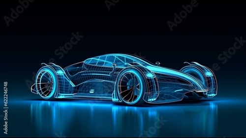 Frontside Futuristic AR car wireframe concept