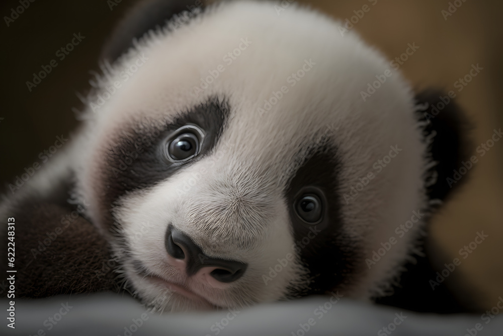 Fototapeta premium Closeup of a baby panda face
