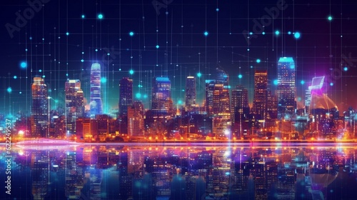 smart city at night application development concept © myAstock