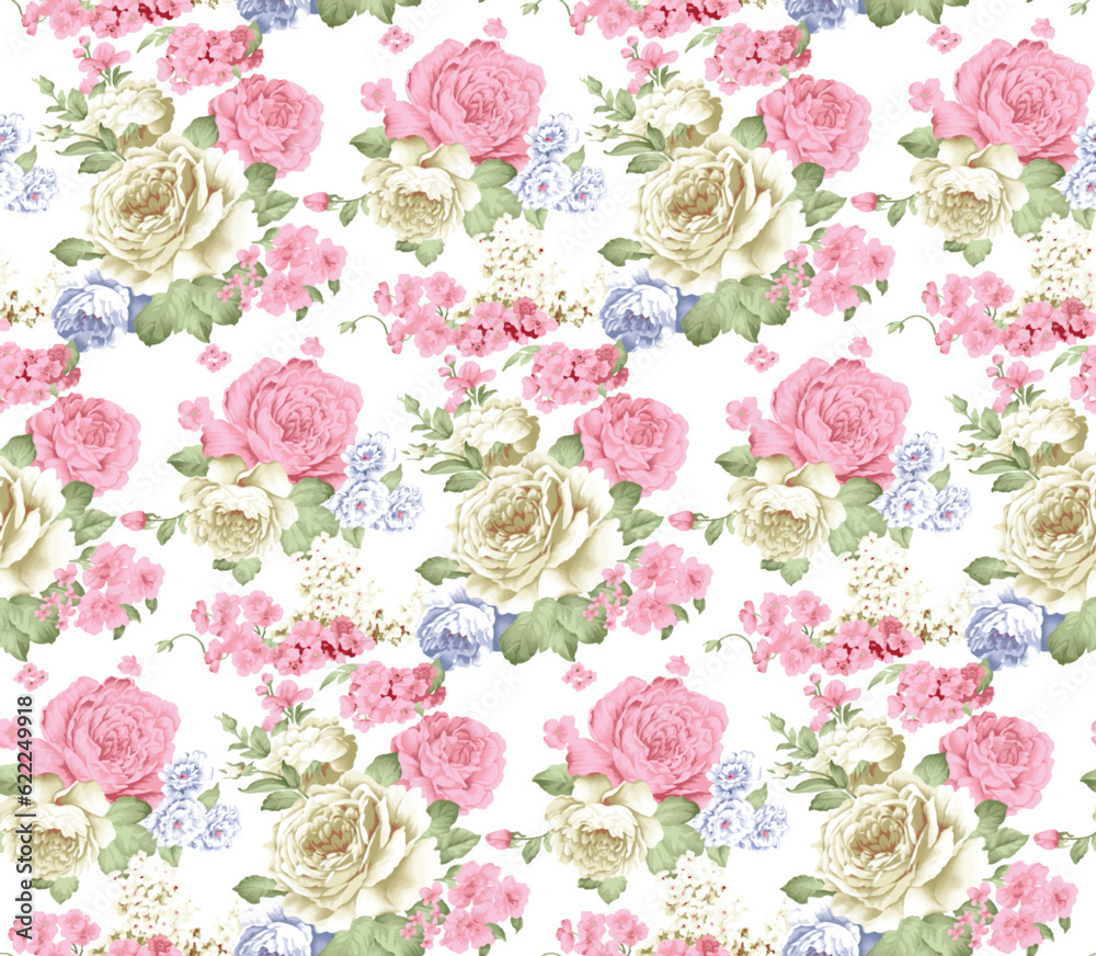 textile and digital seamless pattern with roses vector design 