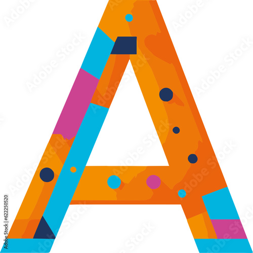 letter a vector font typography illustration in bright colours