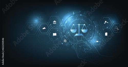 Fotografie, Obraz Internet law on a Dark Blue background
