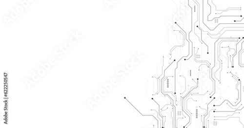 Technology black circuit diagram concept. High-tech circuit board connection system.Vector abstract technology on white background.