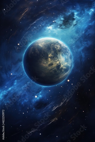 Abstract galaxy planet view colorful surrealism wallpaper background.