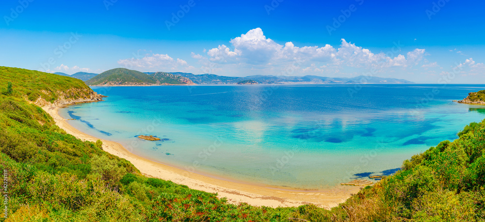 Panorama of Vrasidas beach near Kavala, Macedonia, Greece, Europe