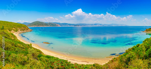 Panorama of Vrasidas beach near Kavala, Macedonia, Greece, Europe
