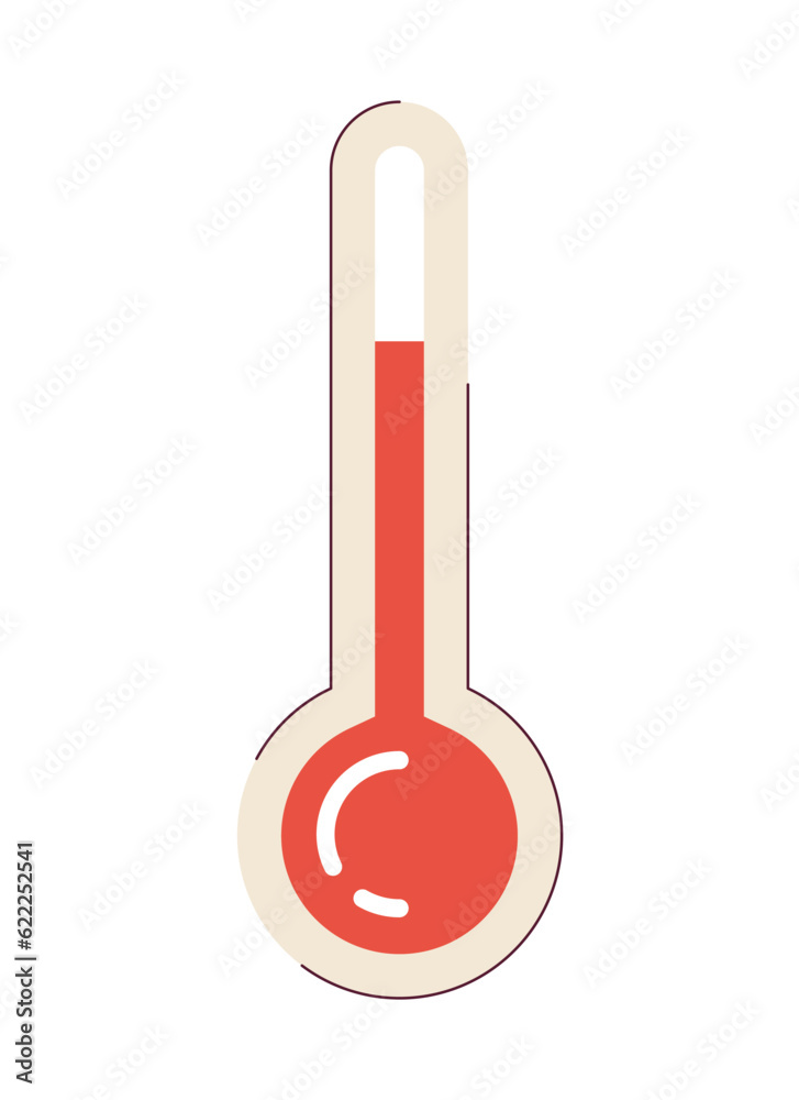 Thermometer hot semi flat colour vector object. Weather temperature. Hot summer. Wave heat. Editable cartoon clip art icon on white background. Simple spot illustration for web graphic design Thermometer hot semi flat colour vector object. Weather temperature. Hot summer. Wave heat. Editable cartoon clip art icon on white background. Simple spot illustration for web graphic design