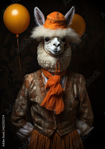 Alpaca in Fancy Dress-Halloween-Generative AI