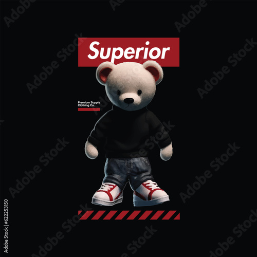 Teddy bear doll vector illustration for fashion streetwear and urban style tshirt design hoodies