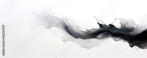 Chinese ink painting black and white abstract background, copy space, calm and elegant, zen, Asian calligraphy wallpaper.