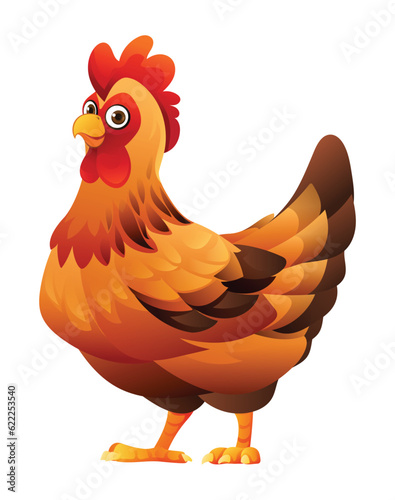 Cute hen cartoon illustration isolated on white background