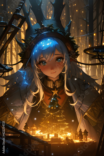 Christmas Manga Forest Fairy Spirit Card