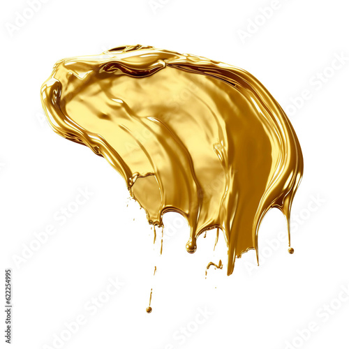Gold paint stroke. isolated object