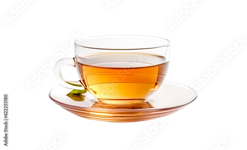A cup of hot aromatic tea against a white background, Generative AI
