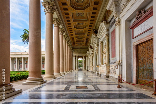 Basilica of Saint Paul outside Walls colonnade, Rome, Italy photo
