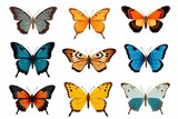 Collection of Butterflies Isolated on White Background. Generative ai