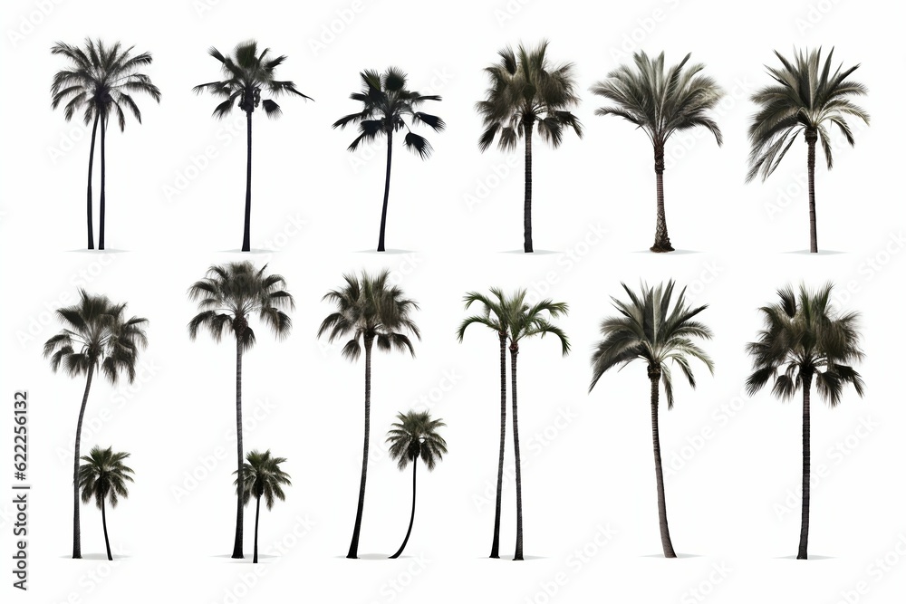Fototapeta premium Collection of Palms Isolated on White Background. Generative ai
