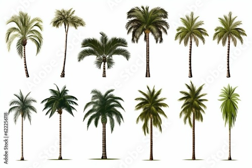 Collection of Palms Isolated on White Background. Generative ai