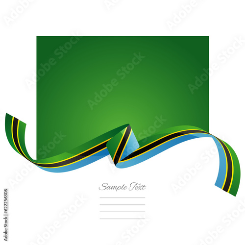 Tanzania flag vector. World flags and ribbons. Tanzanian flag ribbon on abstract color background