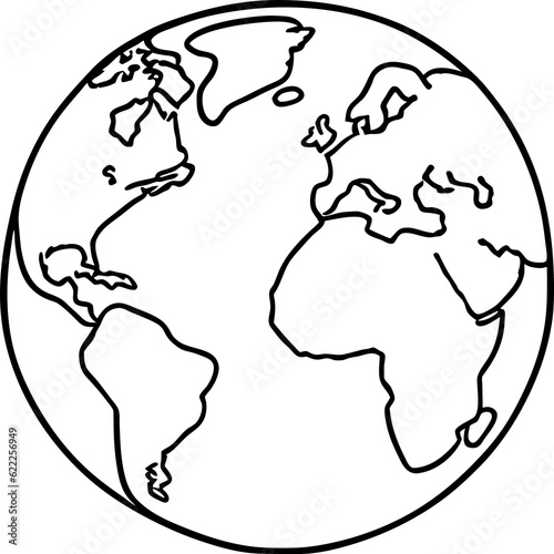 Fototapeta Naklejka Na Ścianę i Meble -  eco earth planet icon doodle black circle of globe world environment day hand draw outline logo concept  vector illustration 