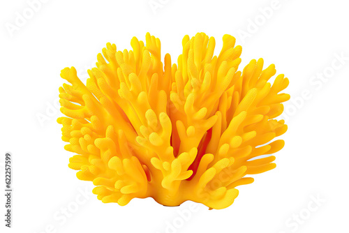 Yellow Tube coral, on transparent background (PNG). Generative AI.