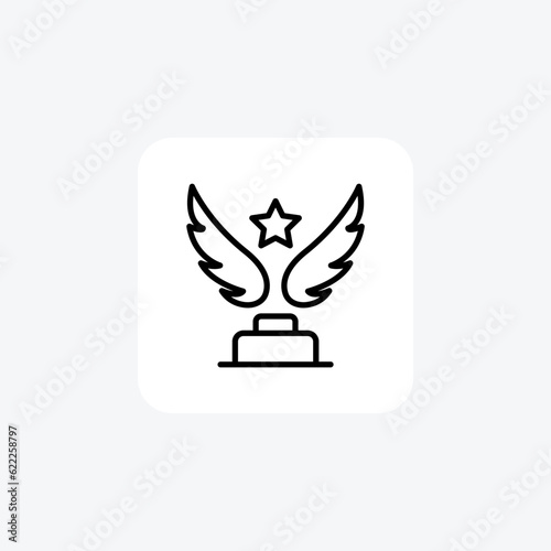 Star Wings Trophy, reward Vector Line Icon