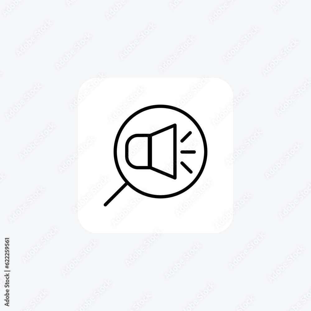 Megaphone In Magnifier Hr, Human Resource Vector Line Icon Megaphone In Magnifier Hr, Human Resource Vector Line Icon