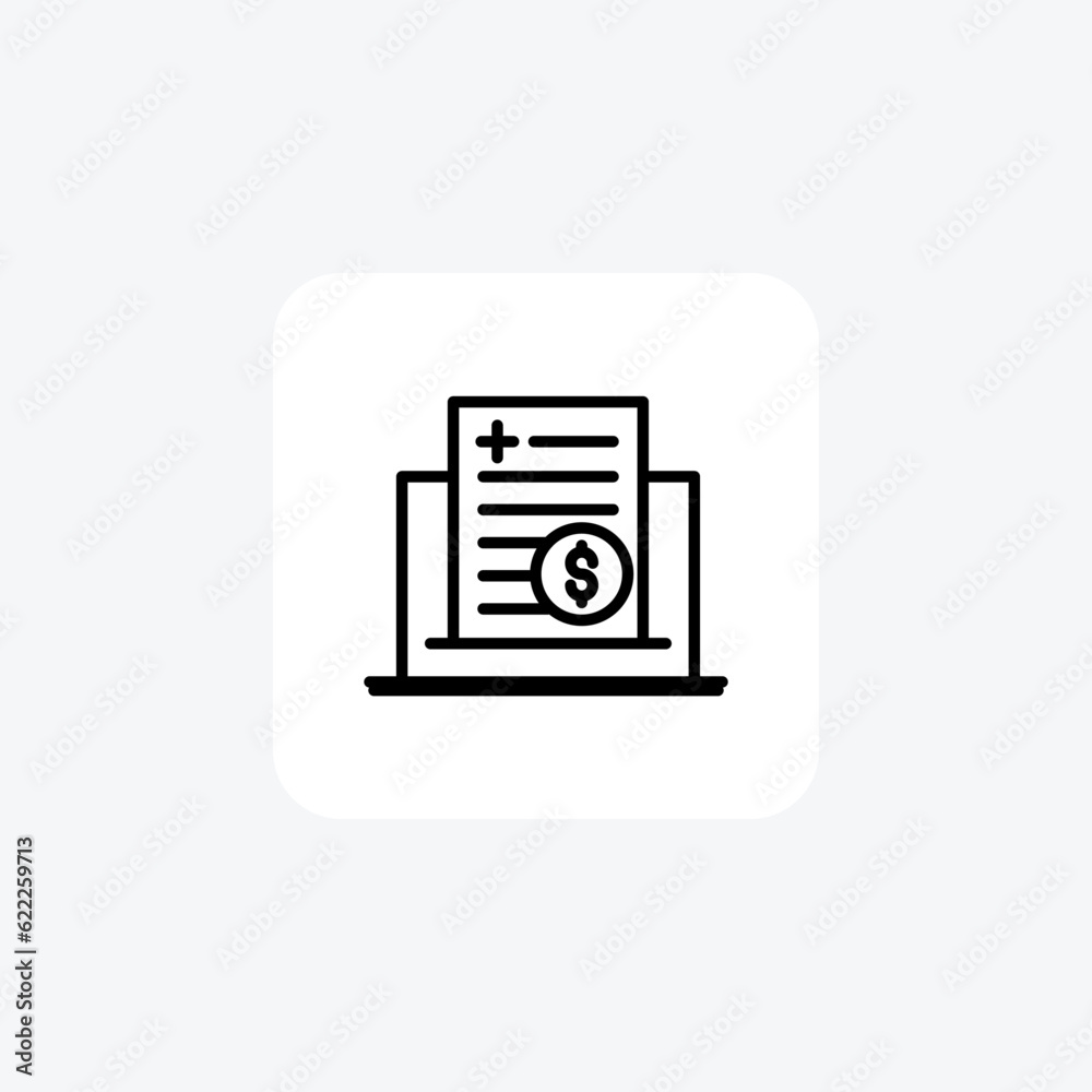 Medical Billing, Billing, Invoicing Vector Line Icon Medical Billing, Billing, Invoicing Vector Line Icon