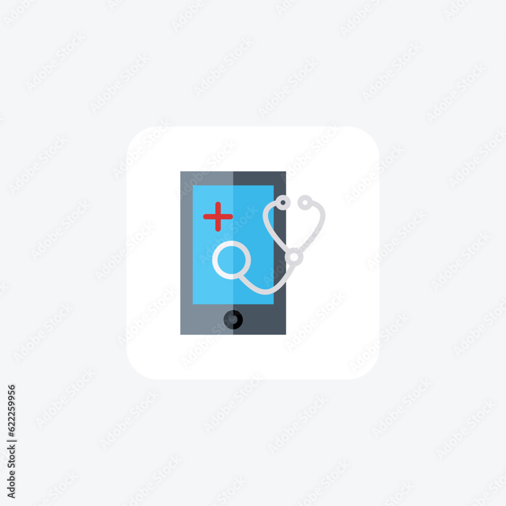 Mobile Medical App, Telemedicine Vector Flat Icon