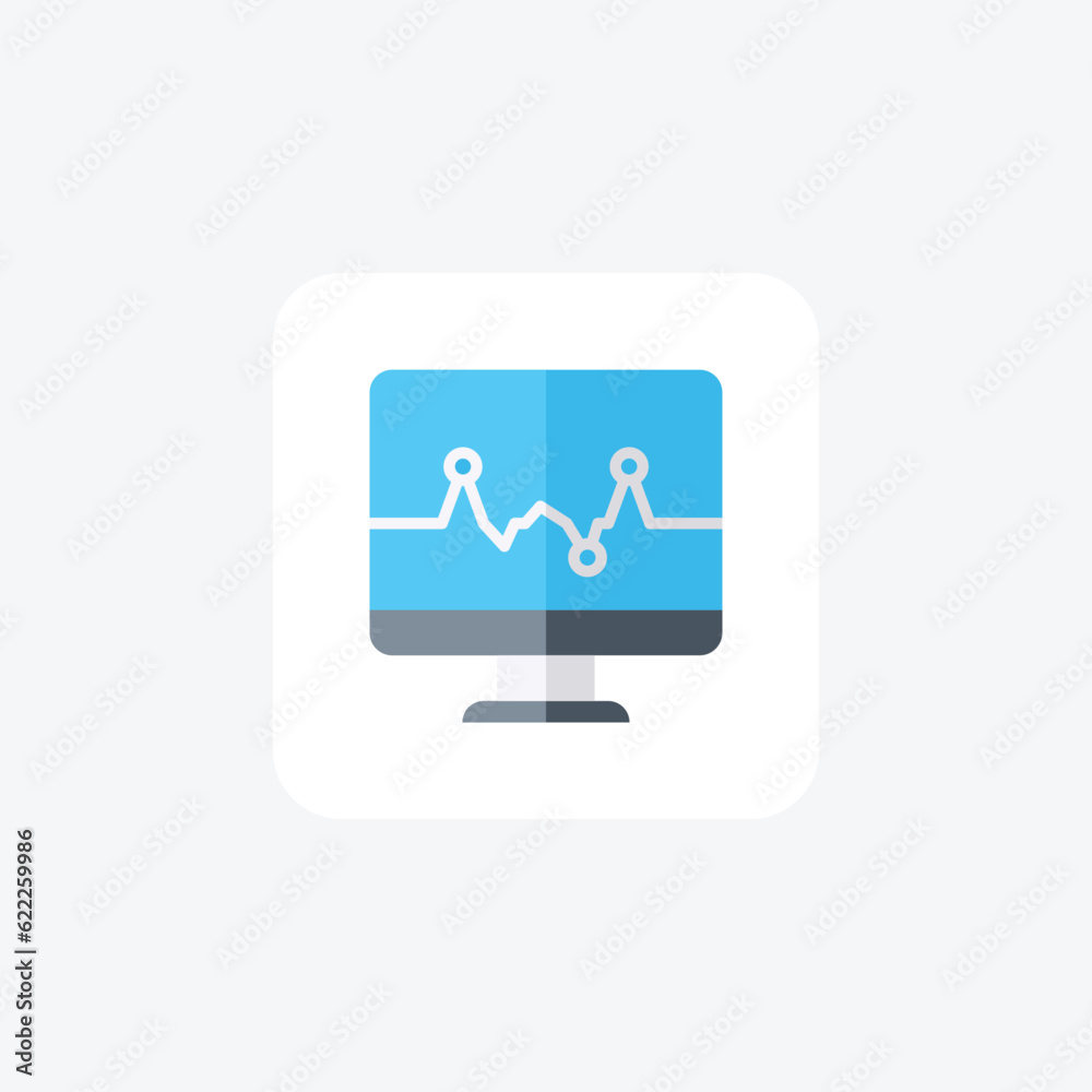 ECG, Health Monitoring, Digital Health Vector Flat Icon