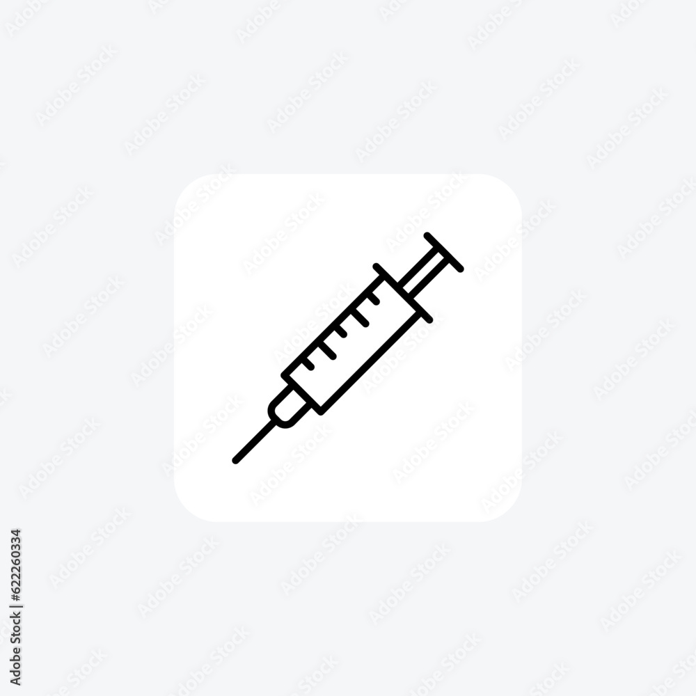 Syringe, Needle, Vaccination Vector Line Icon