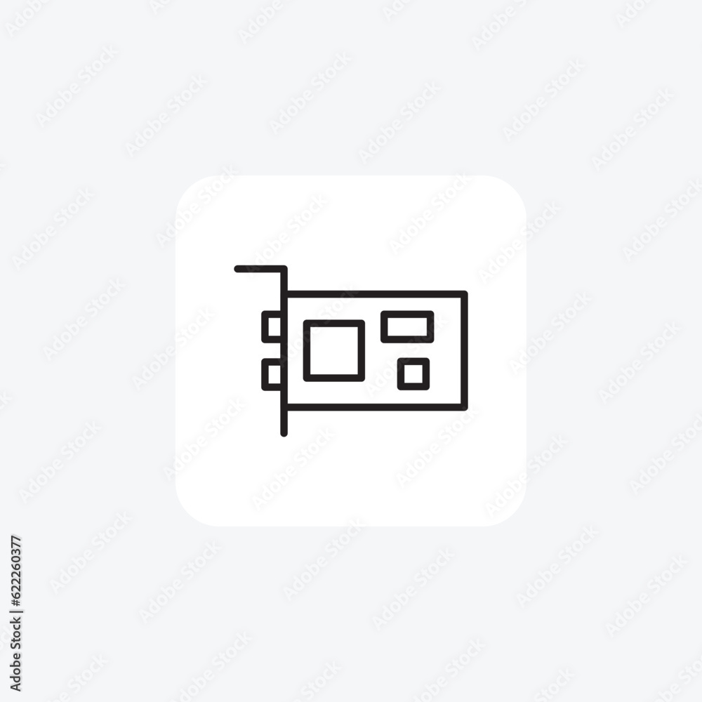 Lan Card, Graphic Card, Computer Hardware Vector Line Icon