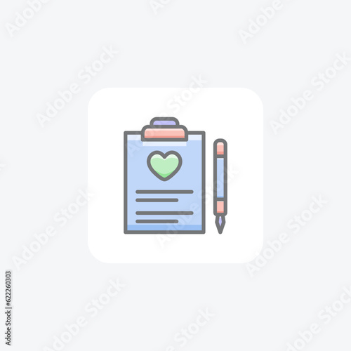 Free Download Heart Report, Pen, Cardiology Vector Awesome Fill Icon - GFXLoad