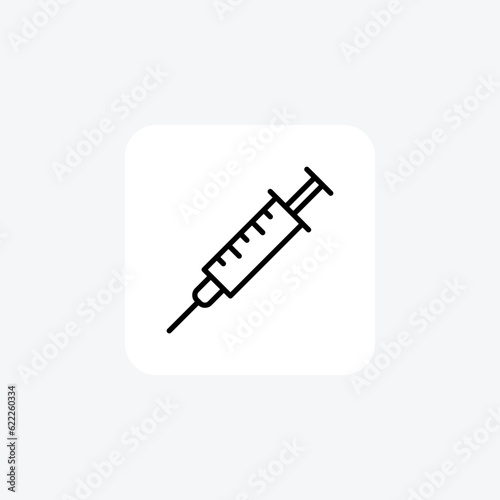 Syringe, Needle, Vaccination Vector Line Icon