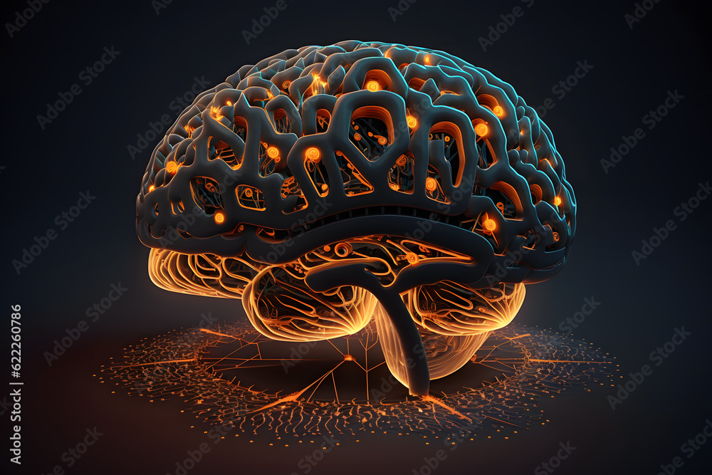 Fototapeta premium Digital Art Piece Showing Human Brain As A Dynamic Color