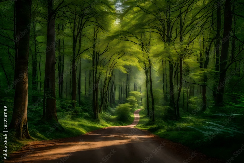 Obraz premium path in the forest AI generated