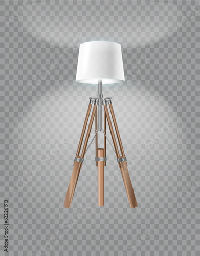 Realistic floor lamp. modern electric torchere with light isolated on transparent background. illustration light furniture set for illumination interior. Vector
