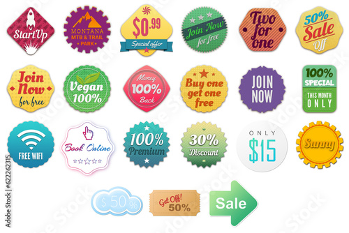 Set of badges, logo patches, shop labels (ID: 622262315)