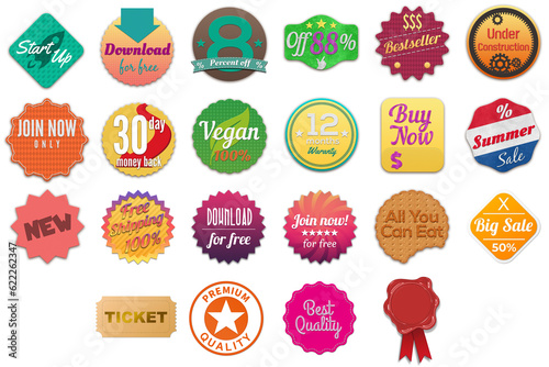 colorful badges pack (ID: 622262347)