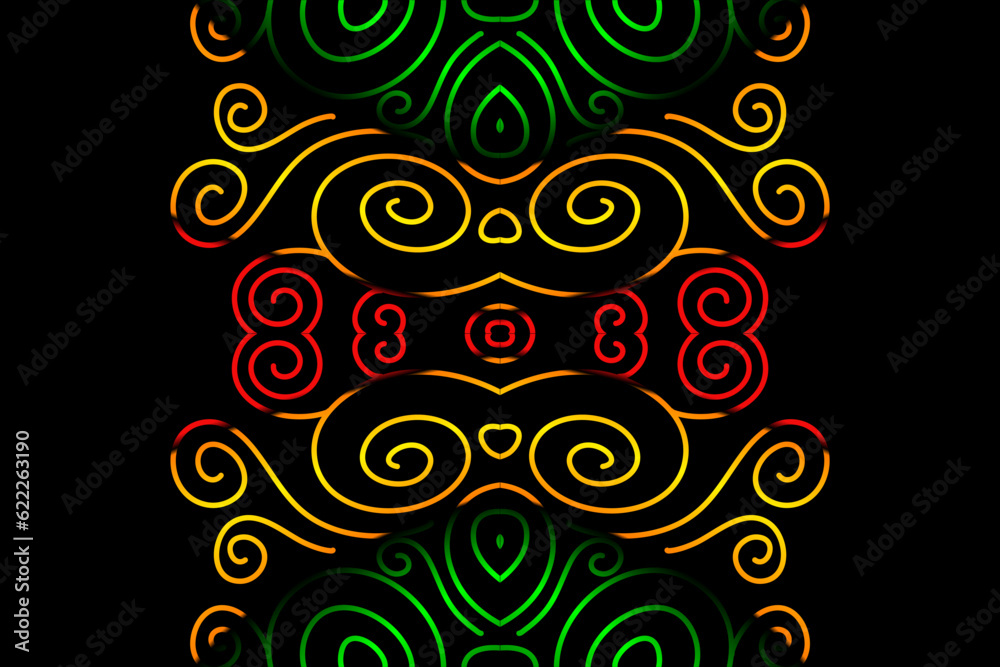 Fototapeta premium Beautiful colourful gradient batik line art pattern background pattern 