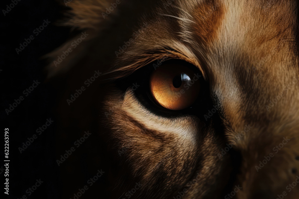 Lion's eyes macro close up. AI generated Lion's eyes macro close up. AI generated