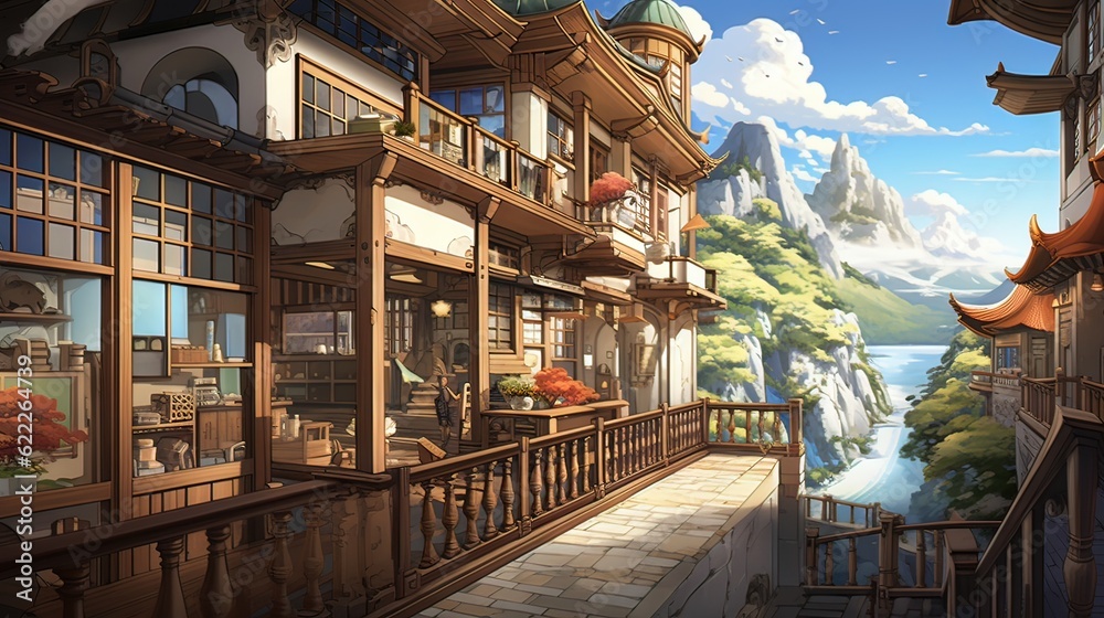 Obraz premium Church in the village of the country. AI generated art illustration.