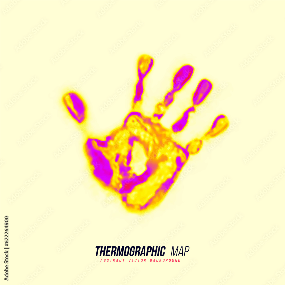 Heat map. Abstract infrared thermographic hand. Vector illustration. Heat map. Abstract infrared thermographic hand. Vector illustration.