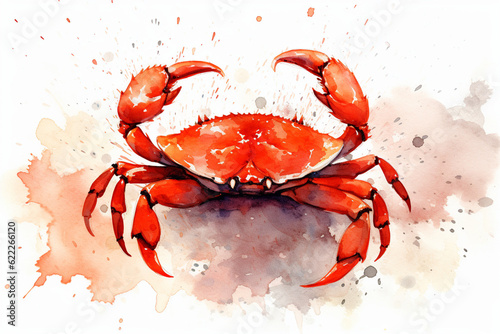 Watercolor style painting of crab shape