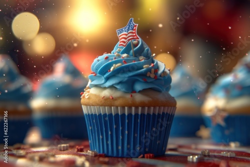 Independence USA day cupcakes. AI generated
