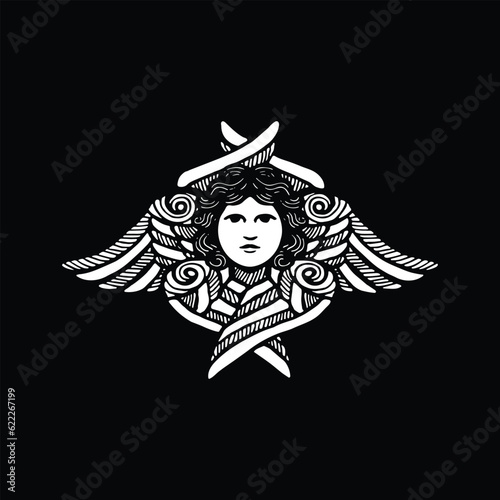 Antique style illustration of seraph